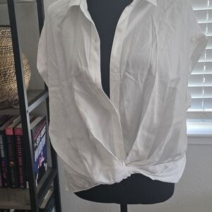 Express White Button Down Women's Shirt